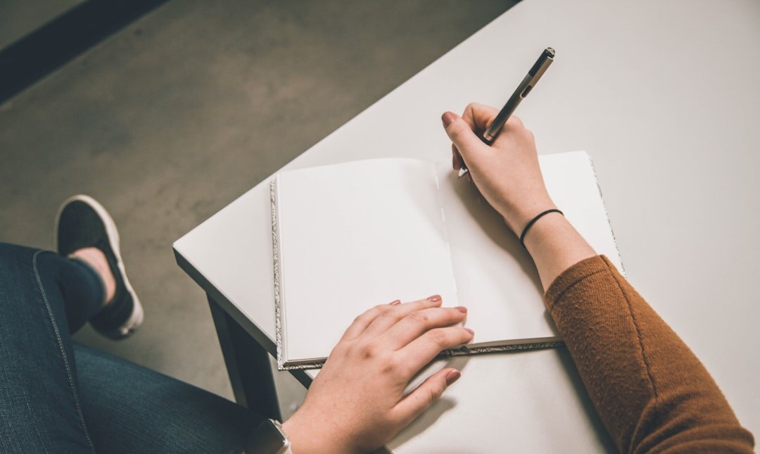 person reviewing language notes