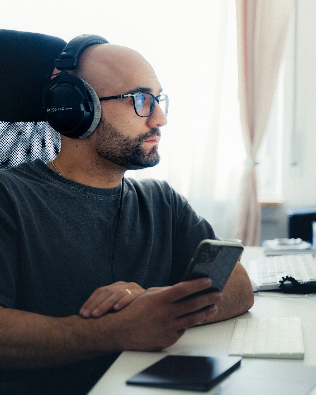 man listening to spanish audio