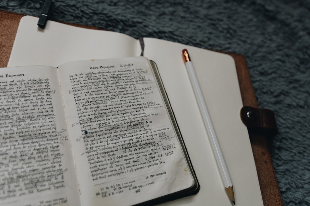 notebook with language notes