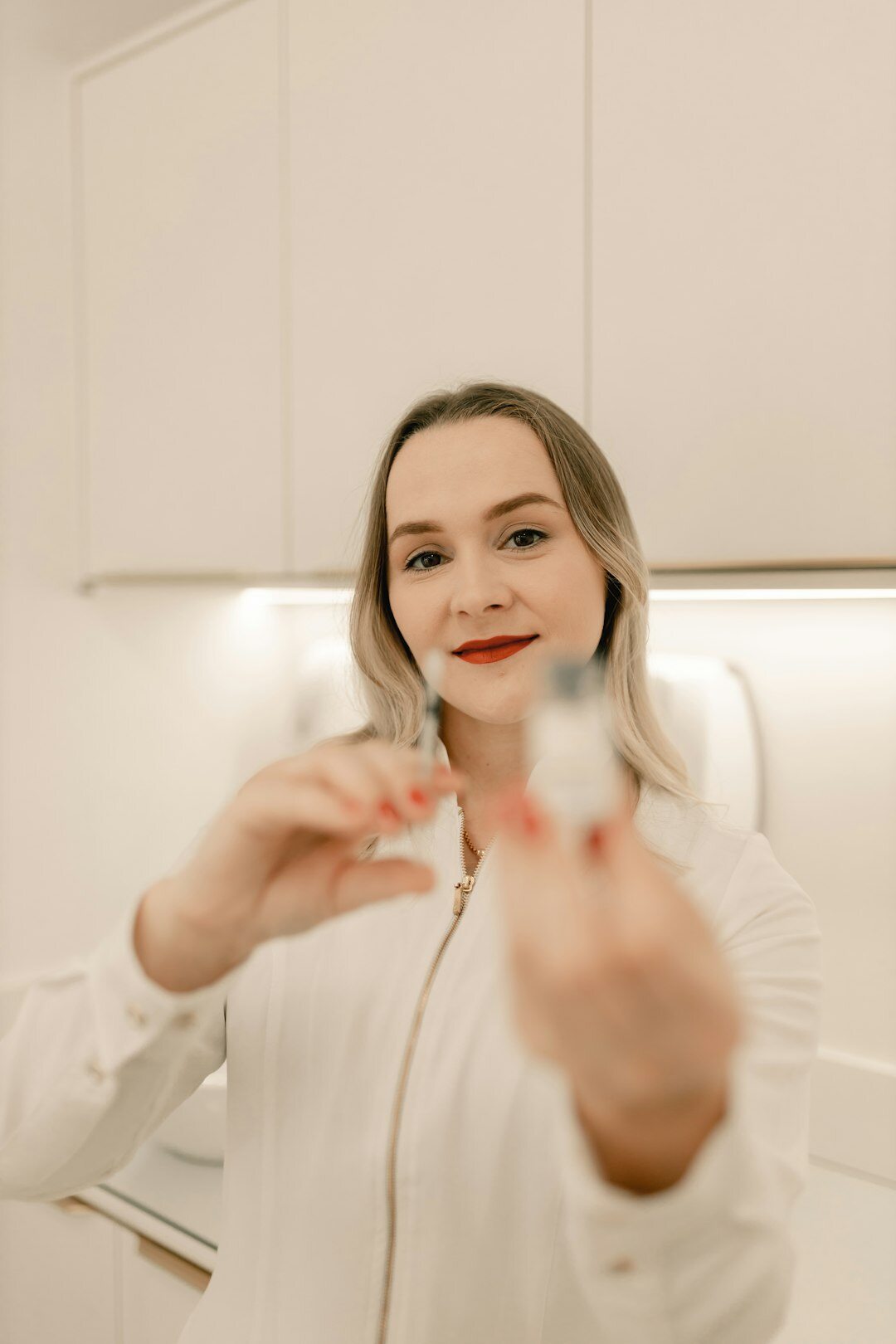 Chilean female speech therapist smiling in professional attire